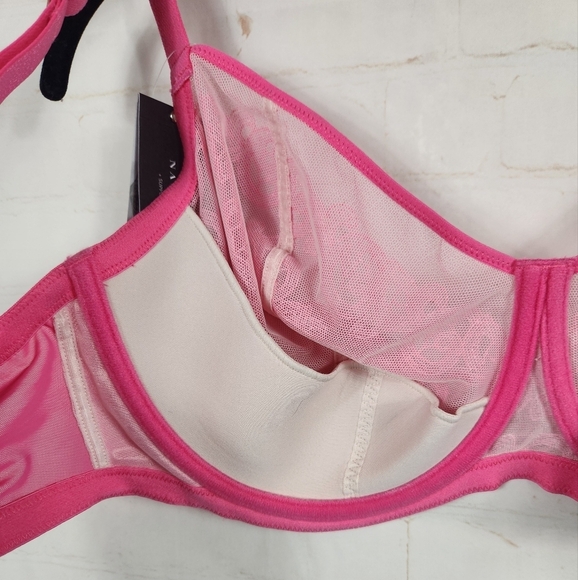 Natori True Decadence Bra Swiss Embroidery Sheer Lace Full Figure Pink 42DDD - Picture 12 of 14